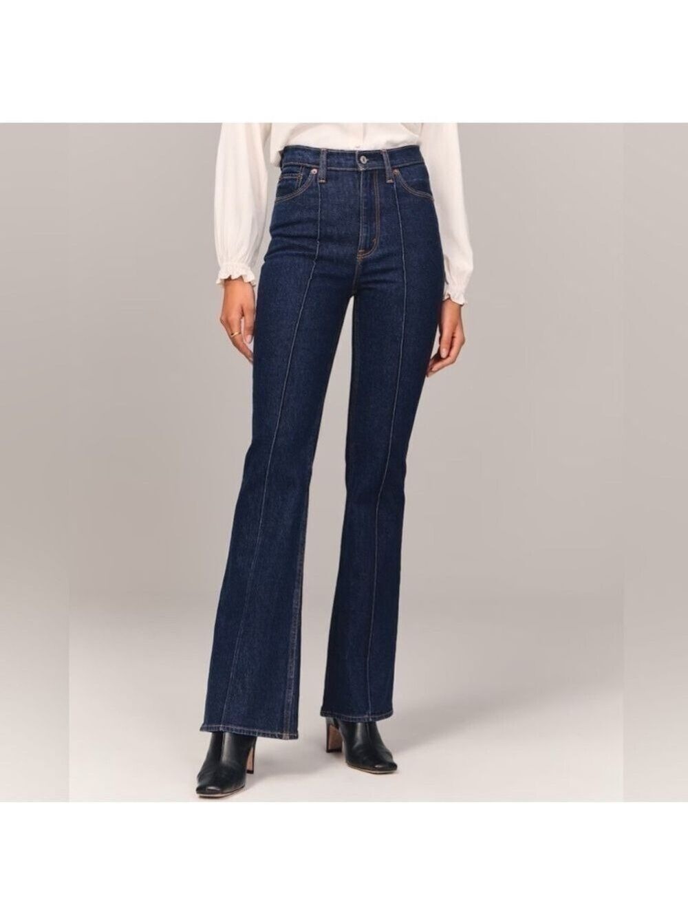 NWOT Abercrombie & Fitch Vintage Flare High Rise Pintuck Seam Curve Jeans 32 14